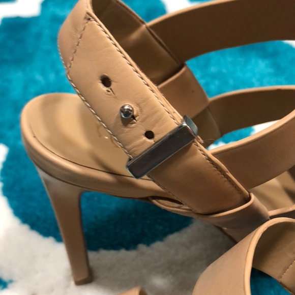 Ann Taylor Tan Heeled Sandals with Silver Buckle - Picture 6 of 8